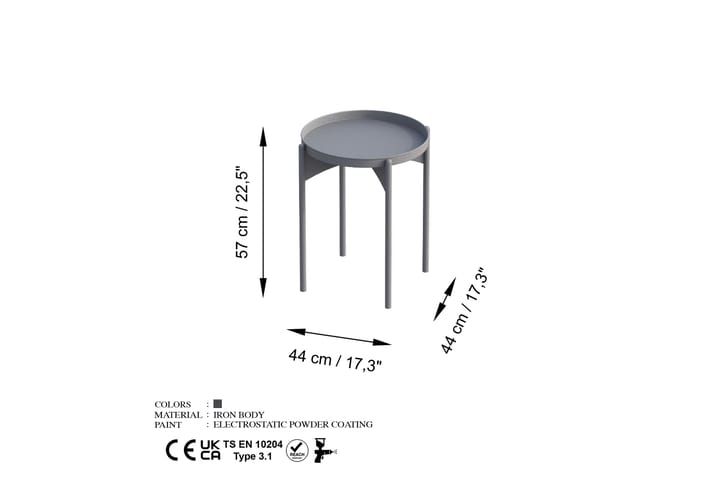Sohvapöytä Mamta 44 cm - Harmaa - Sohvapöytä