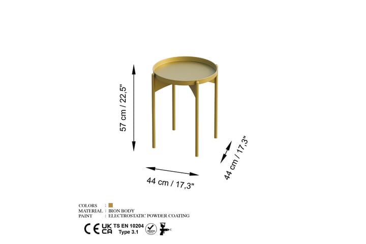 Sohvapöytä Mamta 44 cm - Kulta - Sohvapöytä