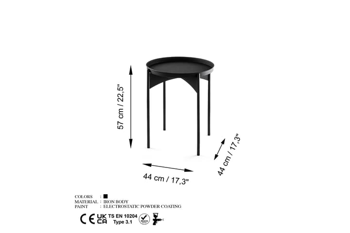 Sohvapöytä Mamta 44 cm - Musta - Sohvapöytä