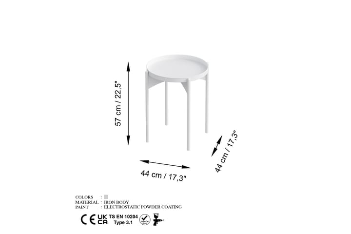 Sohvapöytä Mamta 44 cm - Valkoinen - Sohvapöytä