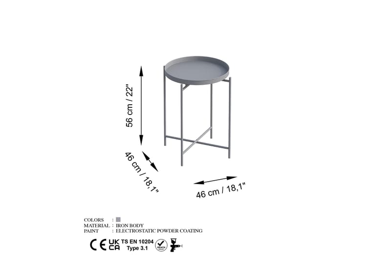 Sohvapöytä Mamta 46 cm - Harmaa - Sohvapöytä