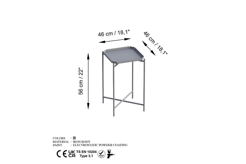 Sohvapöytä Mamta 46 cm - Harmaa - Sohvapöytä