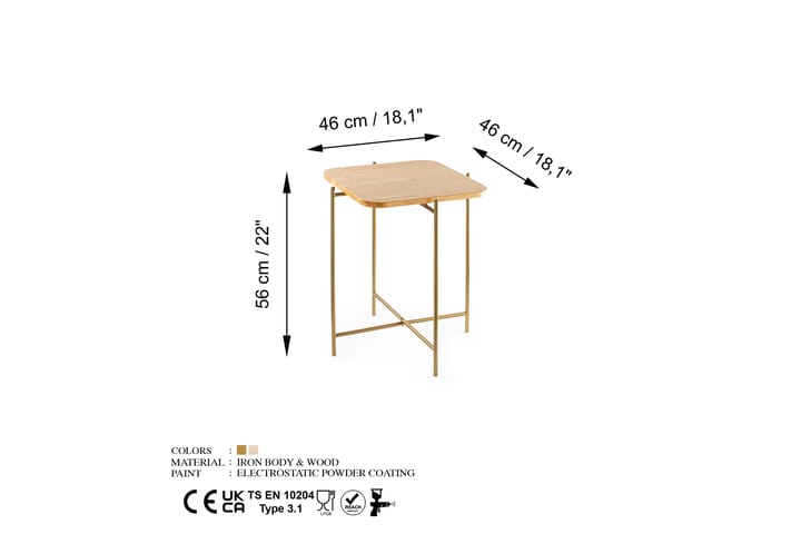 Sohvapöytä Mamta 46 cm - Kulta/Natural - Sohvapöytä
