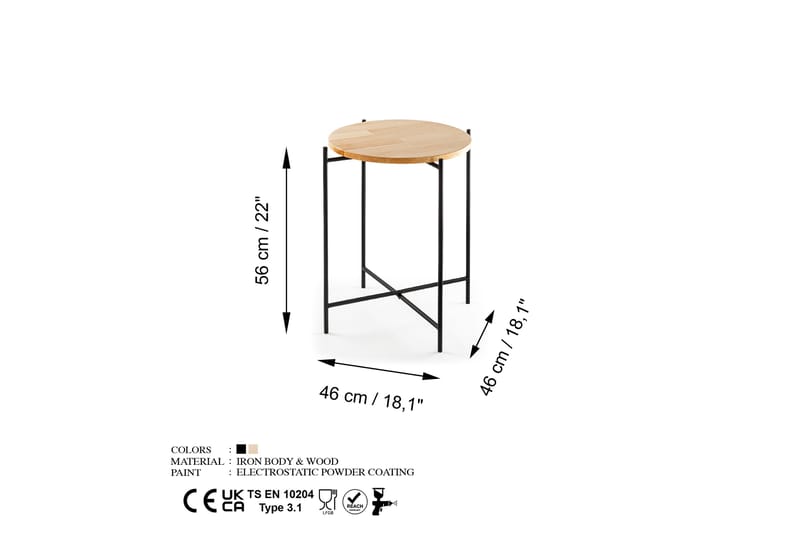 Sohvapöytä Mamta 46 cm - Musta/Natural - Sohvapöytä