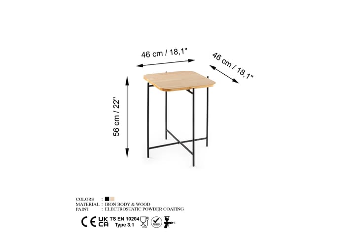 Sohvapöytä Mamta 46 cm - Musta/Natural - Sohvapöytä