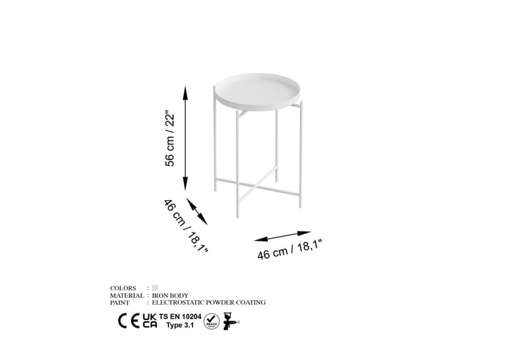 Sohvapöytä Mamta 46 cm - Valkoinen - Sohvapöytä