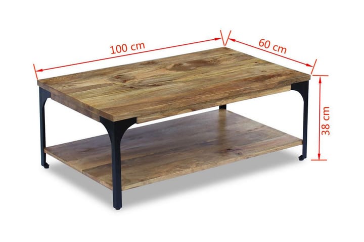 Sohvapöytä Mangopuu 100x60x38 cm - Ruskea - Sohvapöytä