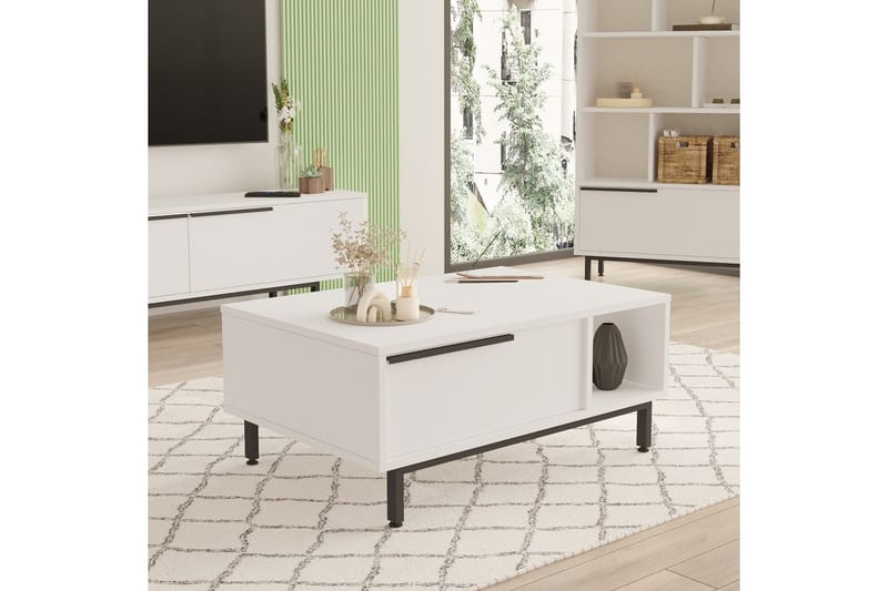 Sohvapöytä Manku 90 cm, Valkoinen