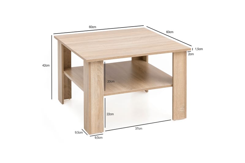 Sohvapöytä Marianthi 60 cm Säilytyksellä Hylly - Luonnonväri - Huonekalut - Pöytä & ruokailuryhmä - Sohvapöytä