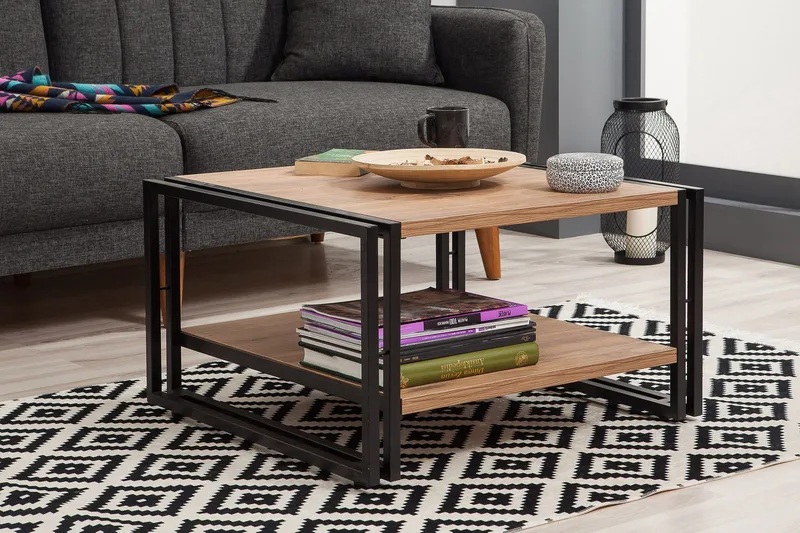 Sohvapöytä Masako 70 cm Säilytyksellä Hylly - Puu/Musta - Huonekalut - Pöytä & ruokailuryhmä - Sohvapöytä