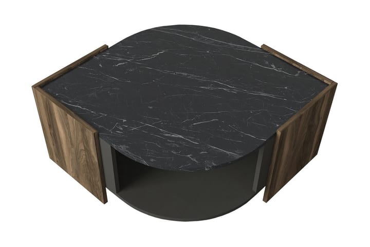 Sohvapöytä Mathon 75 cm - Pähkinänruskea/Harmaa/Musta - Sohvapöytä