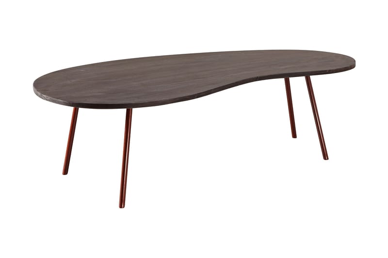 Sohvapöytä Mayou 122 cm Munuaisenmuotoinen, Massiivi Puu/Tummanharm/Kupari