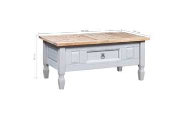 Sohvapöytä Meksikon mänty Corona-sarja harmaa 100x60x45 cm - Harmaa - Huonekalut - Pöytä & ruokailuryhmä - Sohvapöytä