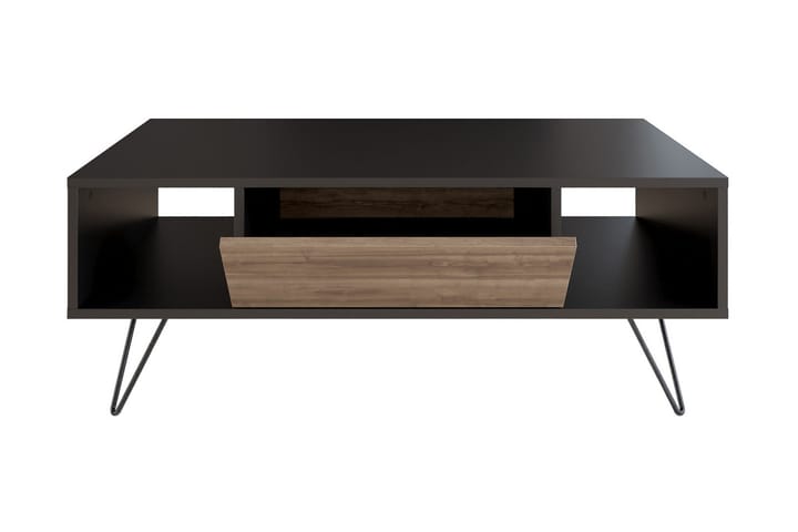 Sohvapöytä Misticon 120 cm Säilytyksellä Hylly+ovi - Musta/Pähkinänruskea - Sohvapöytä