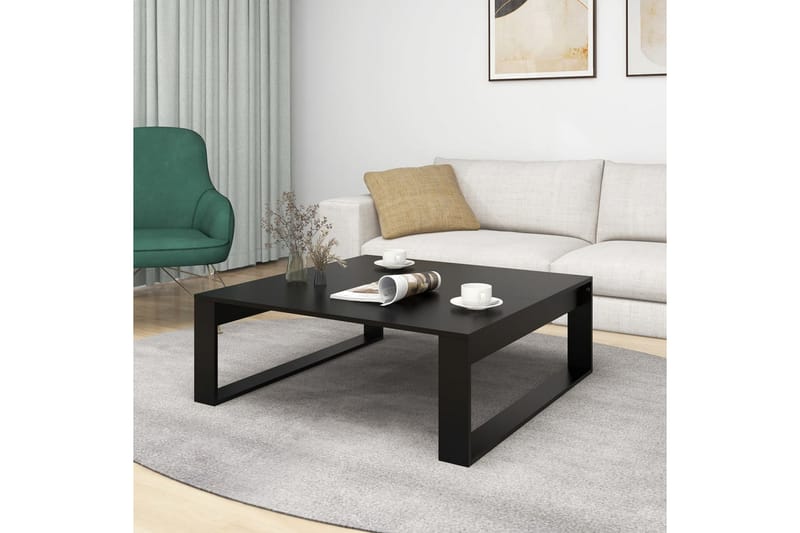 Sohvapöytä musta 100x100x35 cm lastulevy - Musta - Huonekalut - Pöytä & ruokailuryhmä - Sohvapöytä