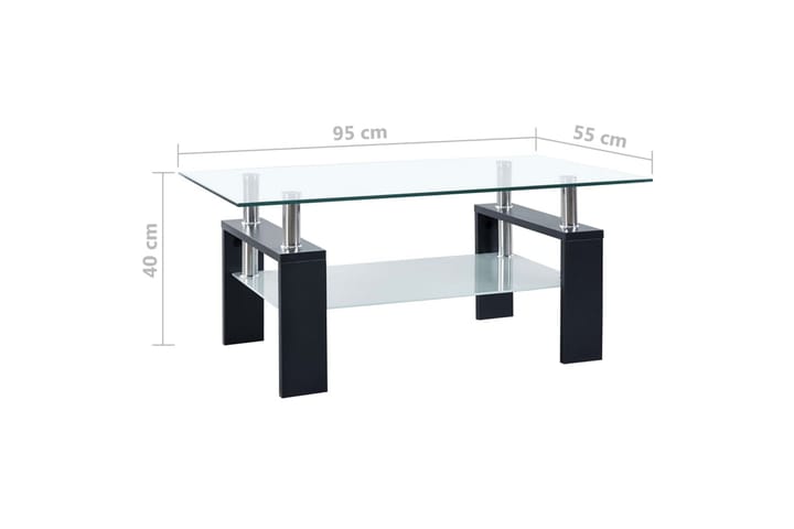 Sohvapöytä musta ja läpinäkyvä 95x55x40 cm karkaistu lasi - Sohvapöytä