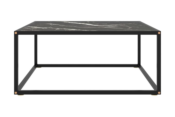 Sohvapöytä musta mustalla marmorilasilla 80x80x35 cm - Musta - Sohvapöytä