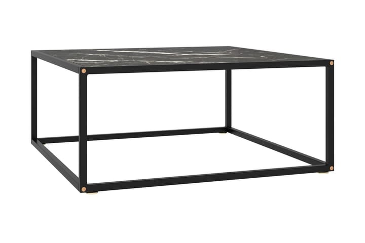 Sohvapöytä musta mustalla marmorilasilla 80x80x35 cm - Musta - Sohvapöytä