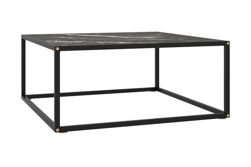 Sohvapöytä musta mustalla marmorilasilla 80x80x35 cm - Musta - Huonekalut - Pöytä & ruokailuryhmä - Sohvapöytä