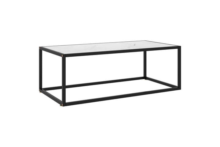 Sohvapöytä musta valkoisella marmorilasilla 100x50x35 cm - Musta - Sohvapöytä