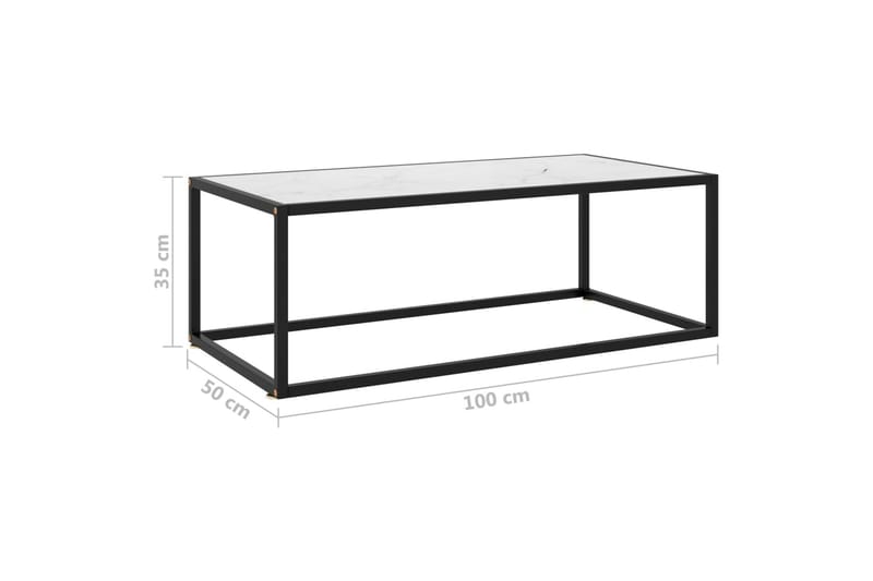 Sohvapöytä musta valkoisella marmorilasilla 100x50x35 cm - Musta - Huonekalut - Pöytä & ruokailuryhmä - Sohvapöytä