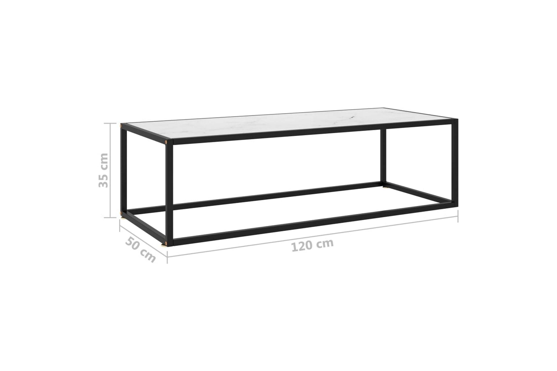 Sohvap�öytä musta valkoisella marmorilasilla 120x50x35 cm - Musta - Huonekalut - Pöytä & ruokailuryhmä - Sohvapöytä