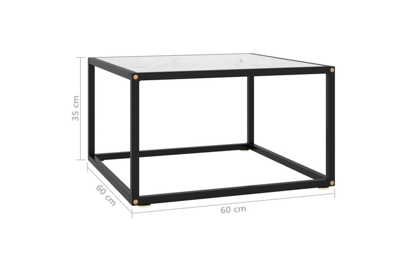 Sohvapöytä musta valkoisella marmorilasilla 60x60x35 cm - Musta - Huonekalut - Pöytä & ruokailuryhmä - Sohvapöytä
