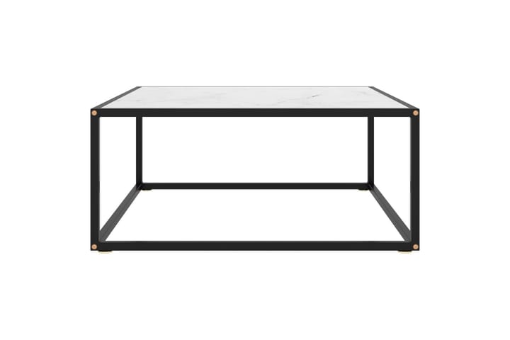 Sohvapöytä musta valkoisella marmorilasilla 80x80x35 cm - Musta - Sohvapöytä
