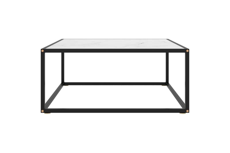 Sohvapöytä musta valkoisella marmorilasilla 80x80x35 cm - Musta - Huonekalut - Pöytä & ruokailuryhmä - Sohvapöytä