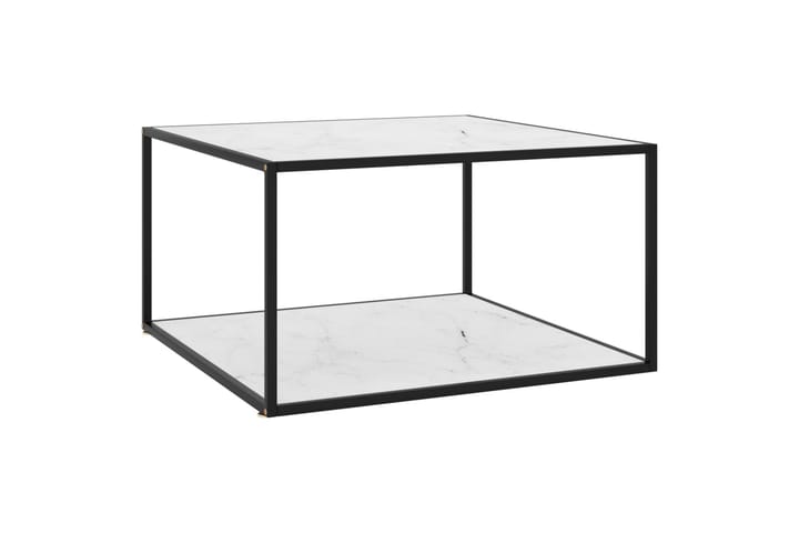 Sohvapöytä musta valkoisella marmorilasilla 90x90x50 cm - Sohvapöytä