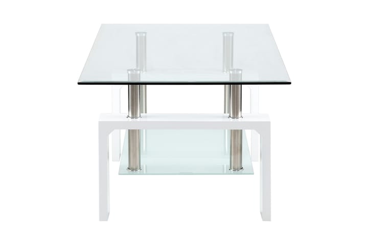 Sohvapöytä Mycelis 110 cm Säilytyksellä Hylly - Lasi/Valkoinen/Kromi - Sohvapöytä säilytystilalla - Sohvapöytä
