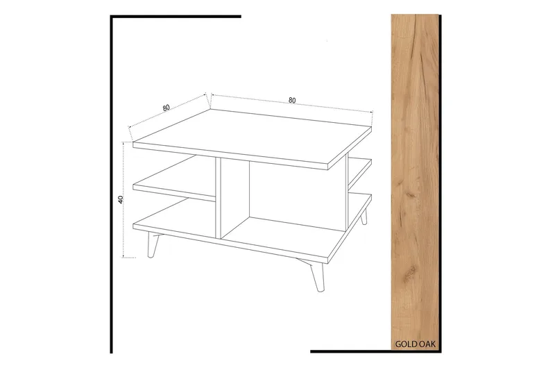 Sohvapöytä Naidaj 80 cm Säilytyksellä Hyllyt - Puu/Valkoinen - Huonekalut - Pöytä & ruokailuryhmä - Sohvapöytä
