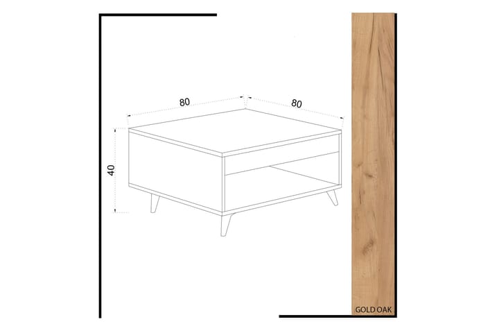 Sohvapöytä Naidaj 80 cm Säilytyksellä Laatikko+Hylly - Puu/Valkoinen - Sohvapöytä