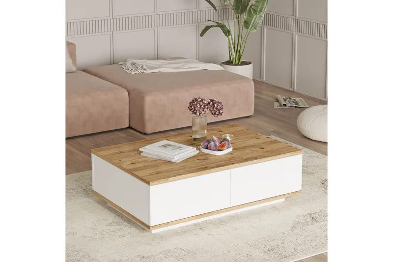 Sohvapöytä Najar 90 cm, Ruskea/Valkoinen