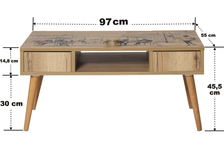 Sohvapöytä Naruki 97 cm - Ruskea - Sohvapöytä