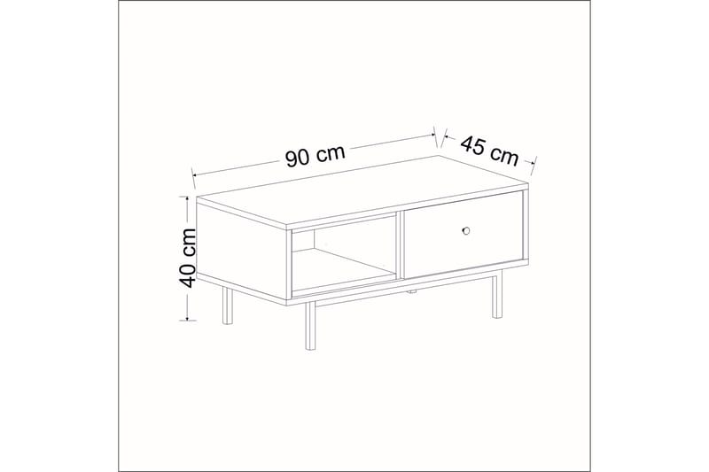 Sohvapöytä Naturelia 90 cm Säilytyksellä Hylly+Ovi - Antrasiitti/Musta - Sohvapöytä