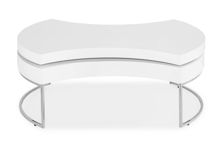 Sohvapöytä Nico 110 cm Soikea - Valkoinen Korkeakiilto/Hopea - Sohvapöytä