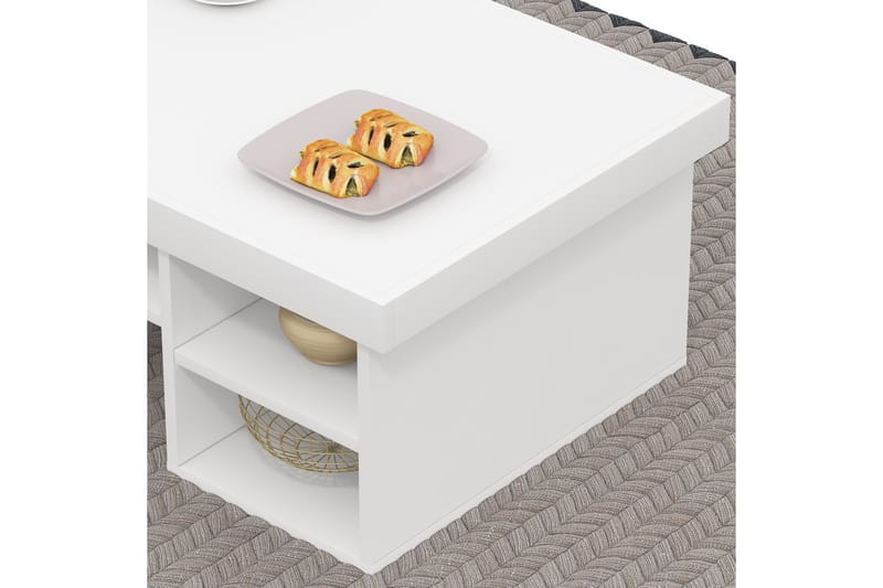 Sohvapöytä Njonnjos 92 cm Säilytyksellä Hyllyt - Valkoinen - Huonekalut - Pöytä & ruokailuryhmä - Sohvapöytä