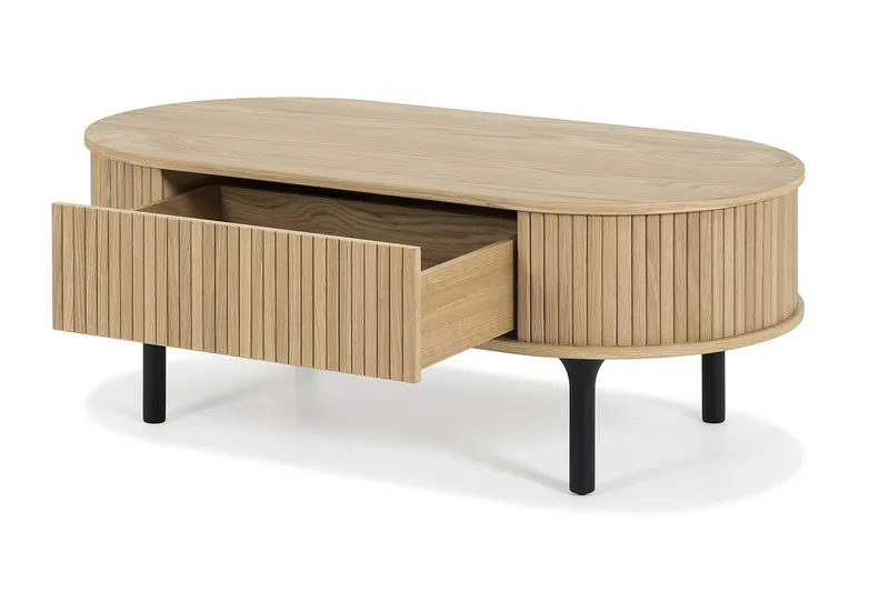 Sohvapöytä Noira 118 cm Soikea Laatikolla - Tammi/Musta - Huonekalut - Pöytä & ruokailuryhmä - Sohvapöytä