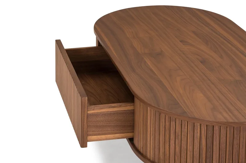 Sohvapöytä Noira 118 cm Soikea Laatikolla - Pähkinä/Musta - Huonekalut - Pöytä & ruokailuryhmä - Sohvapöytä