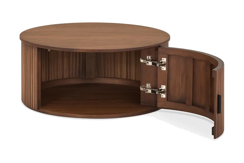 Sohvapöytä Noira 80 cm Pyöreä Säilytyksellä - Pähkinä - Huonekalut - Pöytä & ruokailuryhmä - Sohvapöytä