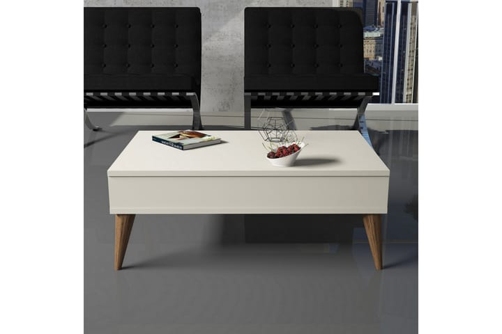 Sohvapöytä Nyarai 90 cm Säilytyksellä Hylly - Kermanvalkoinen/Luonnonväri - Sohvapöytä