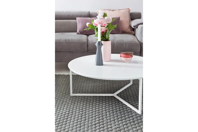 Sohvapöytä Ohnstad 80 cm Pyöreä - Valkoinen - Huonekalut - Pöytä & ruokailuryhmä - Sohvapöytä