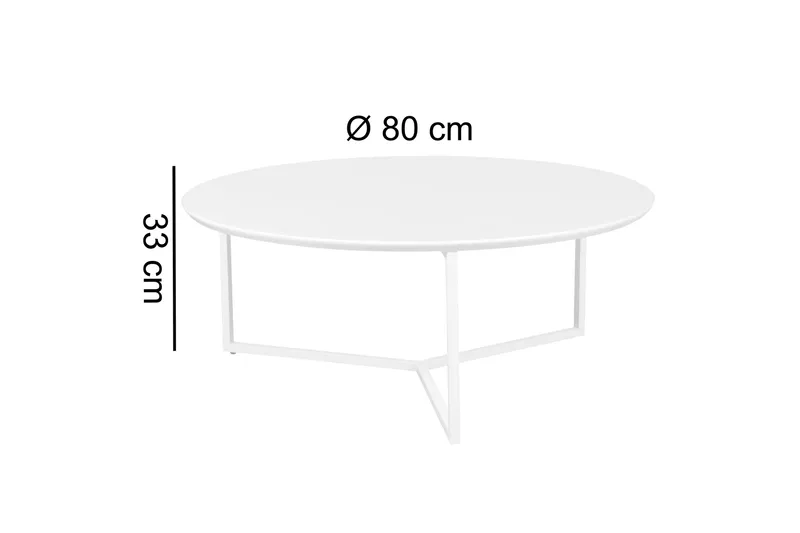 Sohvapöytä Ohnstad 80 cm Pyöreä - Valkoinen - Huonekalut - Pöytä & ruokailuryhmä - Sohvapöytä