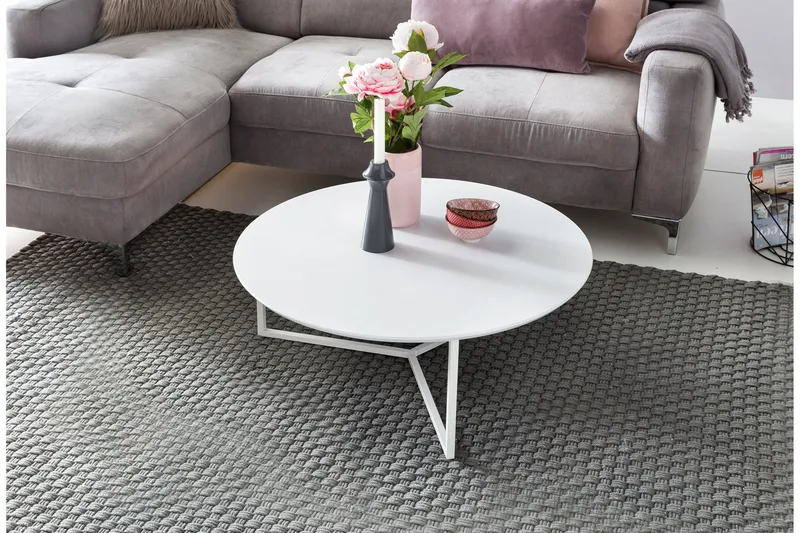 Sohvapöytä Ohnstad 80 cm Pyöreä, Valkoinen