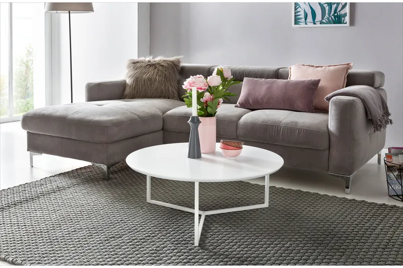 Sohvapöytä Ohnstad 80 cm Pyöreä - Valkoinen - Huonekalut - Pöytä & ruokailuryhmä - Sohvapöytä