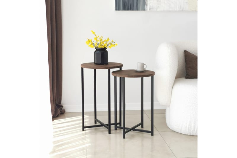 Sohvapöytä Olfat 35x35x35 cm Pyöreä - Ruskea - Huonekalut - Pöytä & ruokailuryhmä - Sohvapöytä