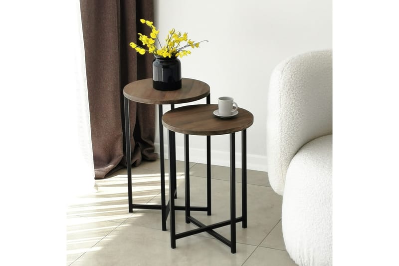 Sohvapöytä Olfat 35x35x35 cm Pyöreä - Ruskea - Huonekalut - Pöytä & ruokailuryhmä - Sohvapöytä