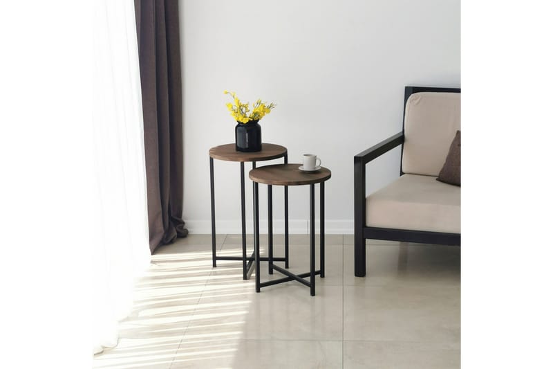 Sohvapöytä Olfat 35x35x35 cm Pyöreä - Ruskea - Huonekalut - Pöytä & ruokailuryhmä - Sohvapöytä