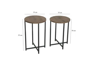 Sohvapöytä Olfat 35x35x35 cm Pyöreä - Ruskea - Huonekalut - Pöytä & ruokailuryhmä - Sohvapöytä